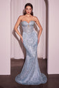 Strapless Silver Embellished Gown