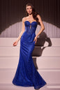 Strapless Silver Embellished Gown