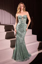 Strapless Silver Embellished Gown