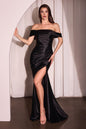 Glistening Satin Off The Shoulder Gown