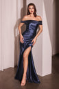 Glistening Satin Off The Shoulder Gown