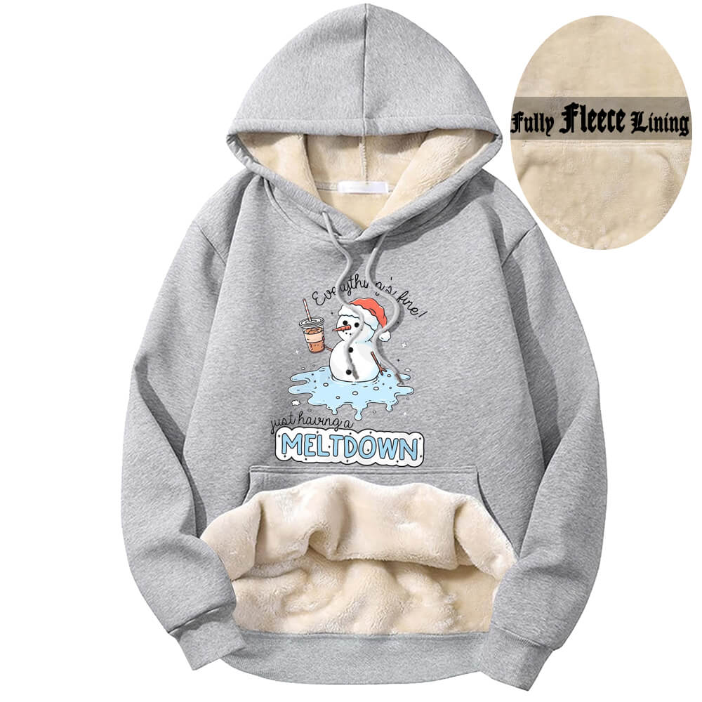 Just Having A Meltdown Snowman Fleece Sherpa Hoodie