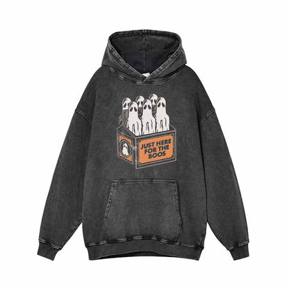 Just Here For The Boos Vintage Washed Hoodie