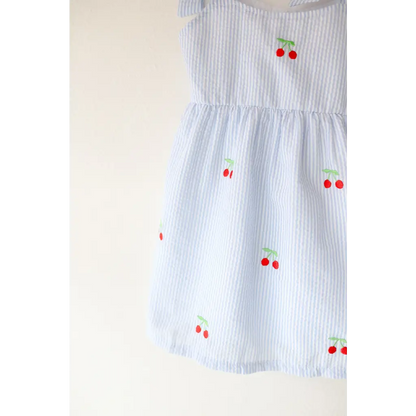 Kids Embroidered Cherry Tie-Strap Dress