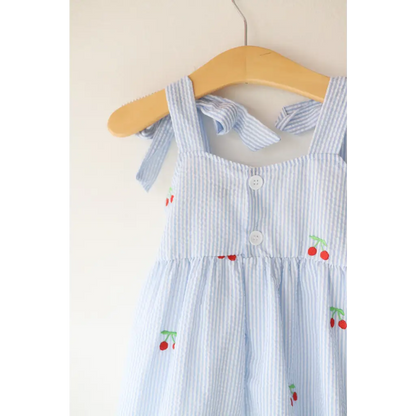 Kids Embroidered Cherry Tie-Strap Dress