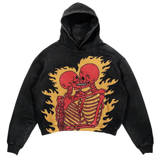 Kiss Love Polyester Skull Hoodies
