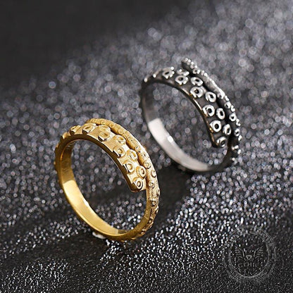 Kraken Octopus Arm Stainless Steel Ring