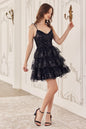 Glitter Printed A-Line Ruffle Short Dress