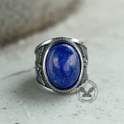 Lapis Lazuli Archangel Michael Stainless Steel Gemstone Ring