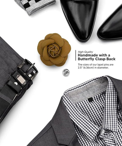 Vittorio Vico Unisex Leather Flower Lapel Pin