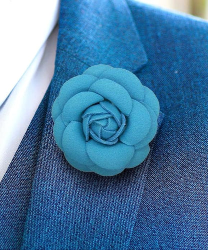 Vittorio Vico Unisex Leather Flower Lapel Pin