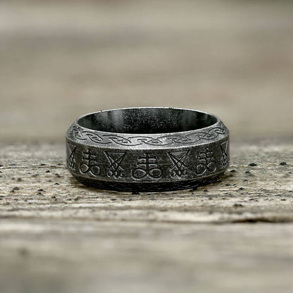 Leviathan Cross Lucifer Sigil Stainless Steel Ring