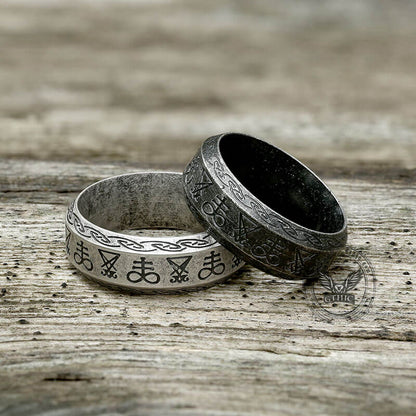 Leviathan Cross Lucifer Sigil Stainless Steel Ring