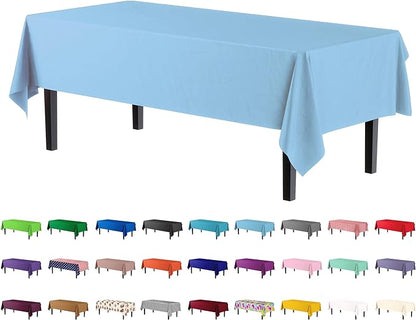 Premium Light Blue Plastic Table Cover | Case of 96