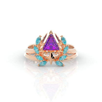Light Mage Ring Set- 14k Rose Gold Video Game Inspired Rings