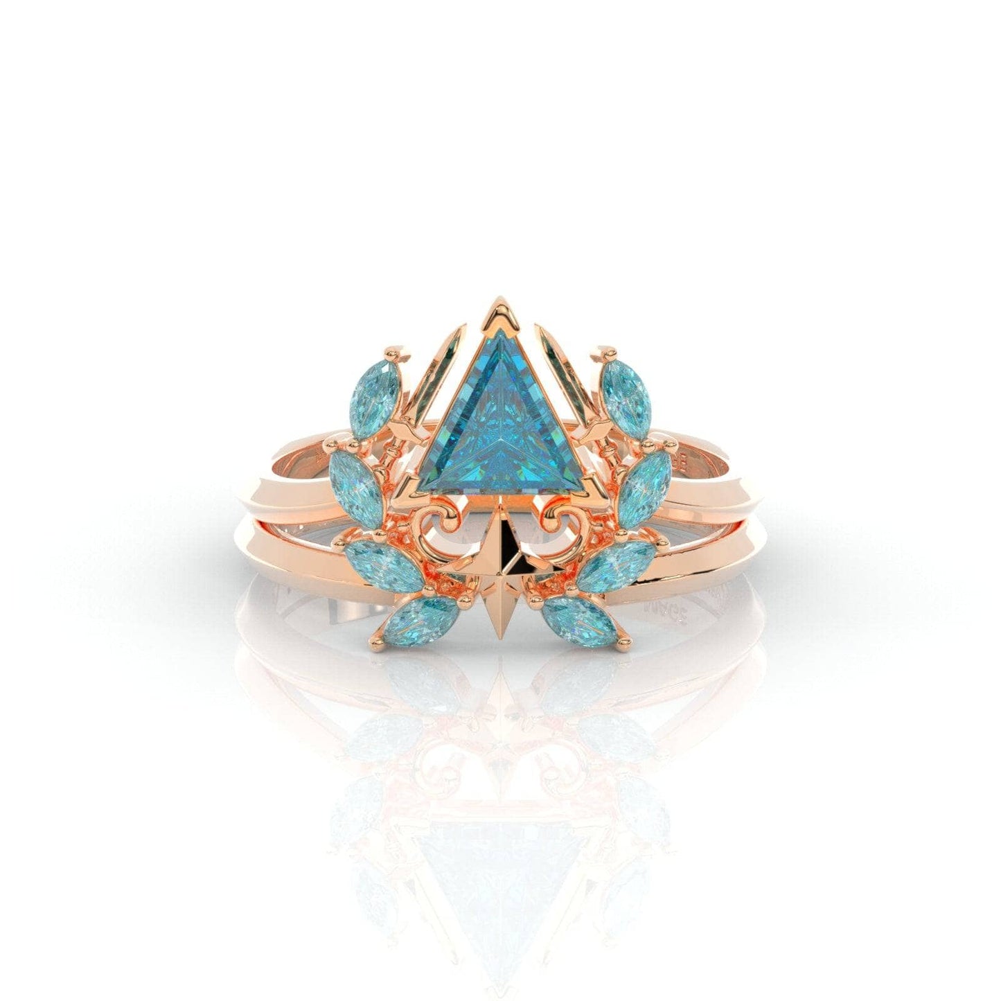 Light Mage Ring Set- 14k Rose Gold Video Game Inspired Rings