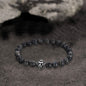 Lion Head Agate Stone Stainless Steel Bead Bracelet