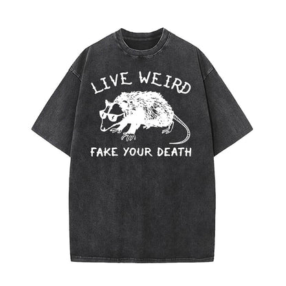 Live Weird Fake Your Death Rat Pattern T-shirt