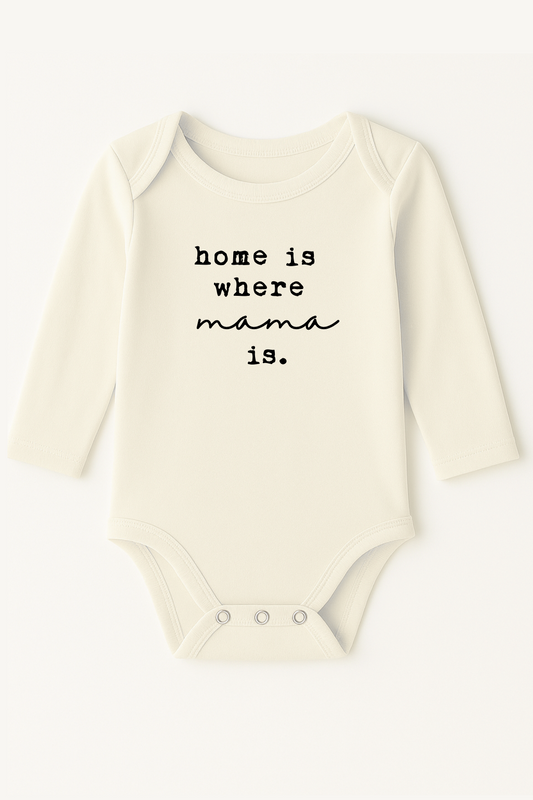 Home is Where Mama is Organic Baby Bodysuit Long Sleeve
