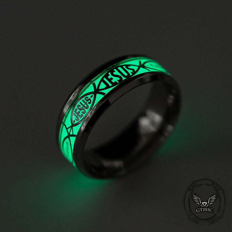 Luminous Jesus Fish Stainless Steel Ring