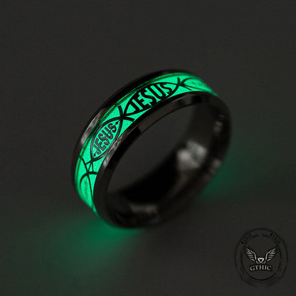 Luminous Jesus Fish Stainless Steel Ring