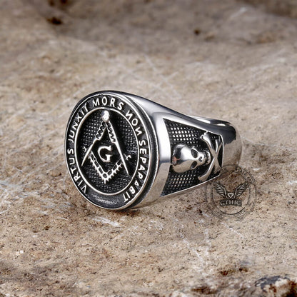 Mason Symbol Stainless Steel Skull Ring