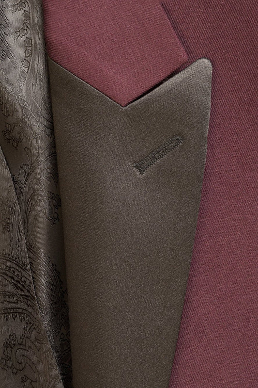 "Milan" Burgundy Tuxedo Jacket Peak (Separates)