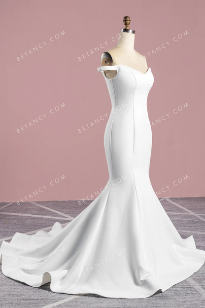 Minimalist Thick Matte Satin Mermaid Wedding Dress