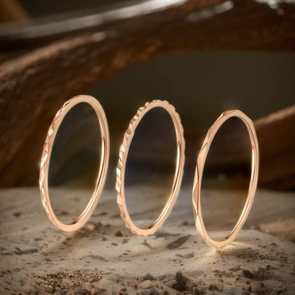 Minimalist 3Pcs Stainless Steel Stackable Ring Set