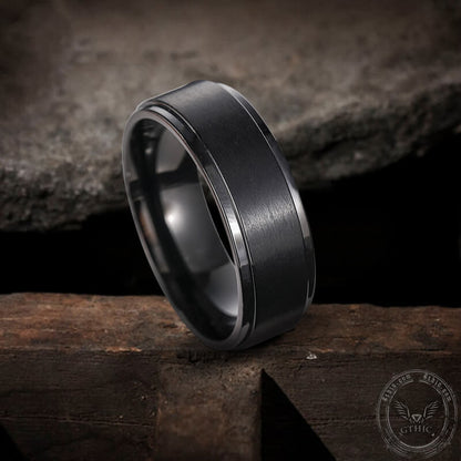 Minimalist Black Color Titanium Band Ring