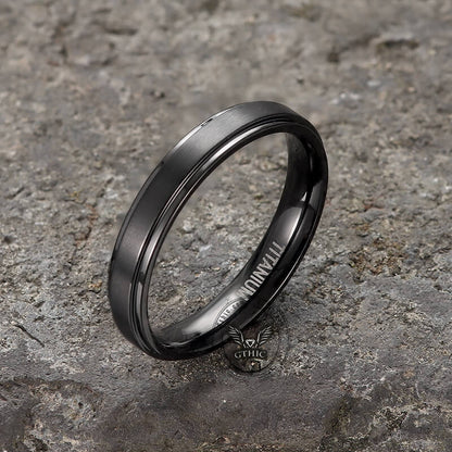 Minimalist Black Color Titanium Band Ring