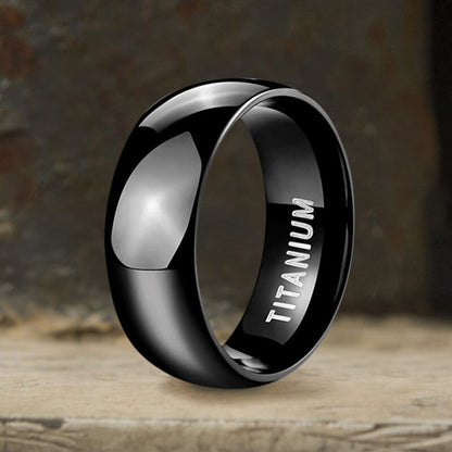 Minimalist Black Glossy Titanium Ring