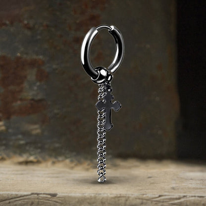 Minimalist Cross Chain Stainless Steel Hoop Earrings