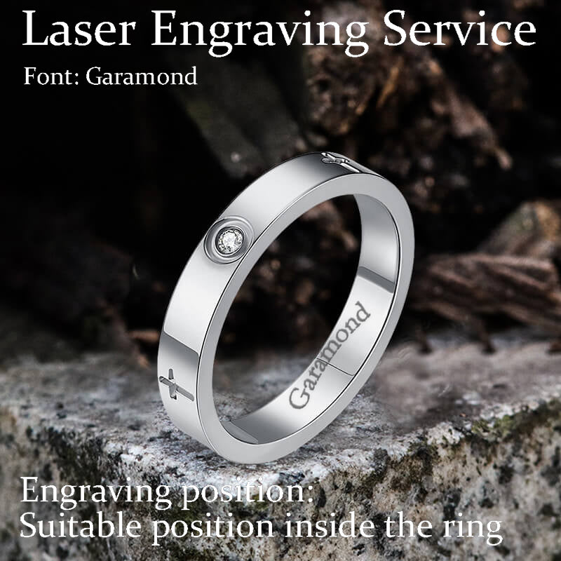 Minimalist Cross Inlaid Zircon Stainless Steel Band Ring