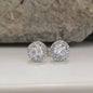 Minimalist Gem-Set Brass Stud Earrings