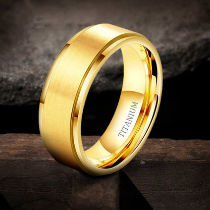 Minimalist Gold Color Titanium Band Ring