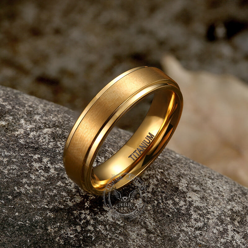 Minimalist Gold Color Titanium Band Ring