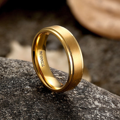Minimalist Gold Color Titanium Band Ring