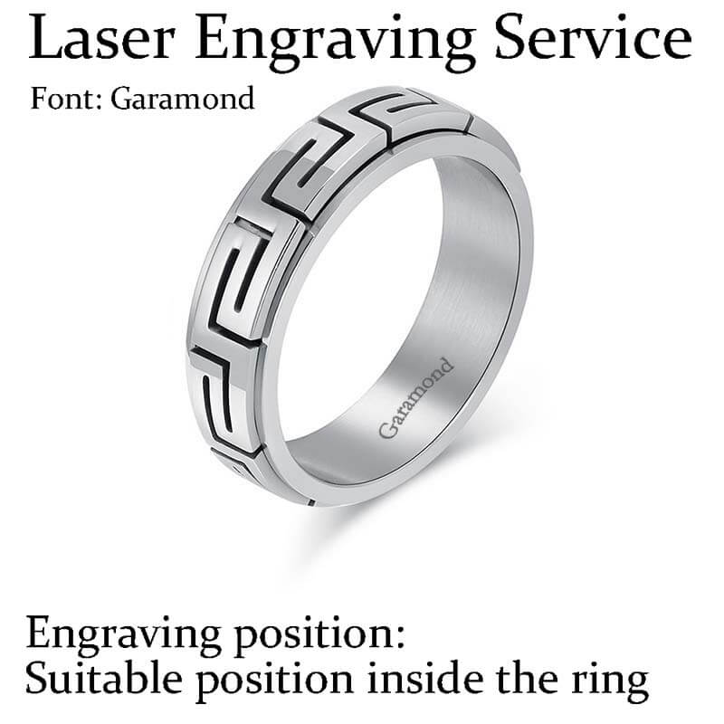 Minimalist Great Wall Pattern Stainless Steel Spinner Ring