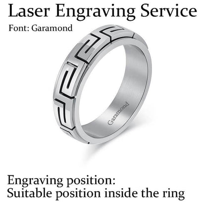 Minimalist Great Wall Pattern Stainless Steel Spinner Ring