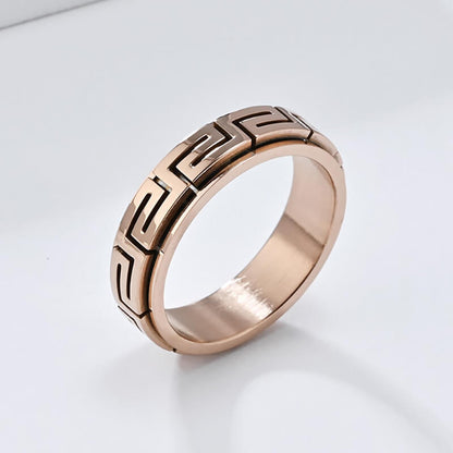 Minimalist Great Wall Pattern Stainless Steel Spinner Ring