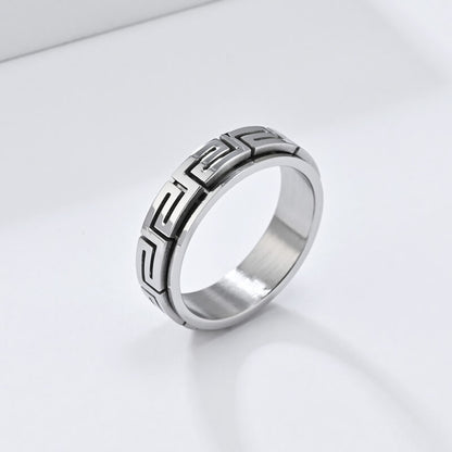 Minimalist Great Wall Pattern Stainless Steel Spinner Ring