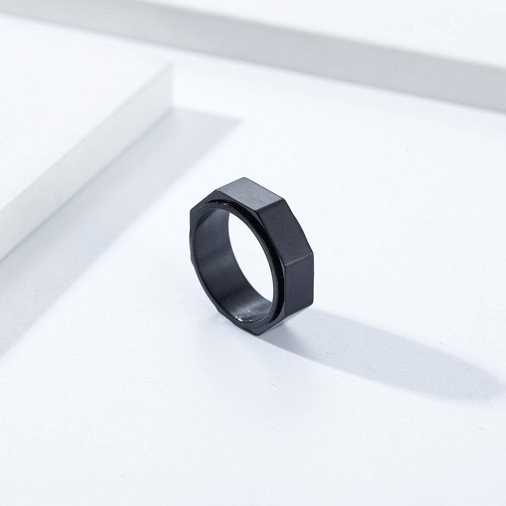Minimalist Octagonal Nut Stainless Steel Spinner Ring