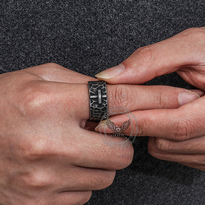 Minimalist Retro Texture Cross Stainless Steel Ring