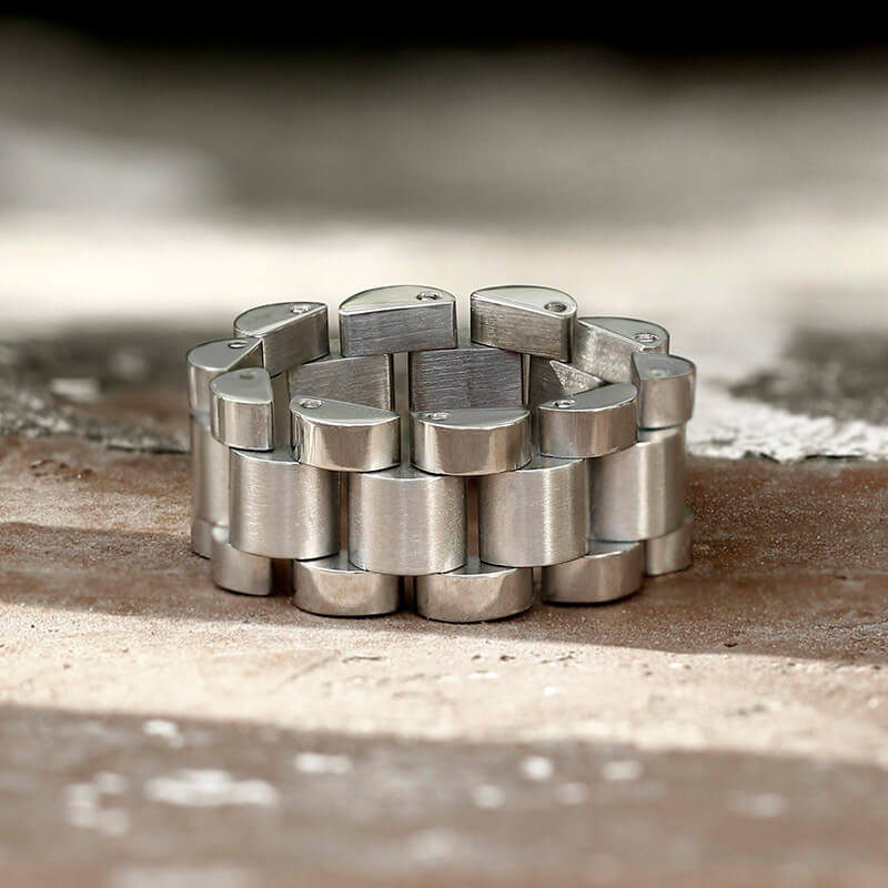 Minimalist Watch Chain Design Stainless Steel Ring