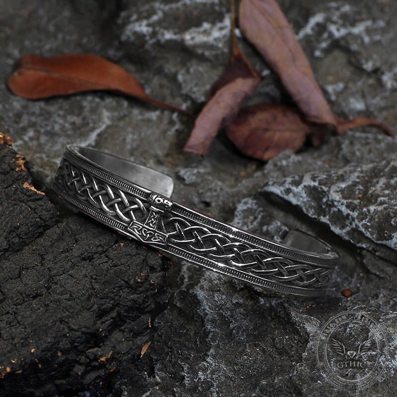 Mjölnir Hammer Stainless Steel Viking Cuff Bracelet