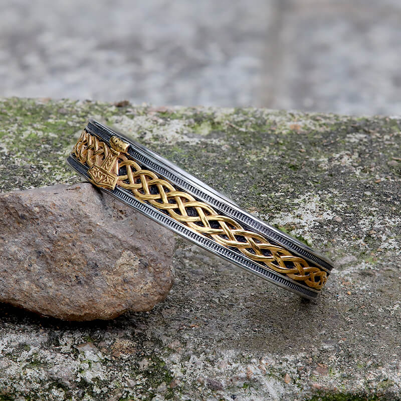 Mjölnir Hammer Stainless Steel Viking Cuff Bracelet