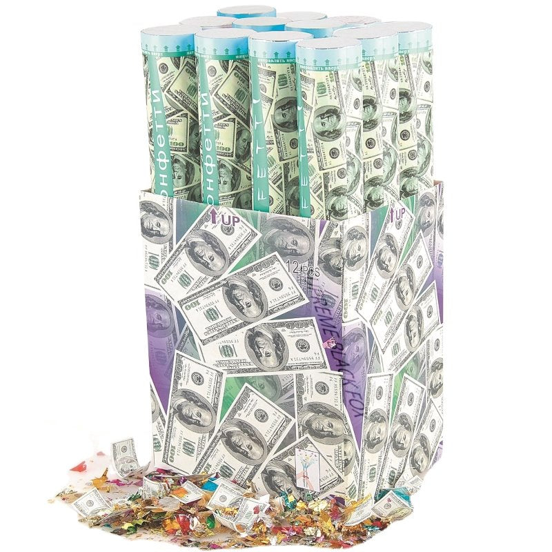 Money Confetti Cannon (8 Pack) - Large Cannons $100 Bills Cash Party Poppers Blaster Business Promotion New Years Eve Wedding Celebrations Birthday