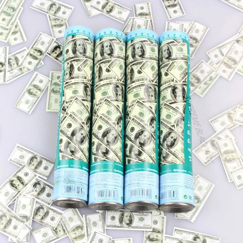 Money Confetti Cannon (8 Pack) - Large Cannons $100 Bills Cash Party Poppers Blaster Business Promotion New Years Eve Wedding Celebrations Birthday
