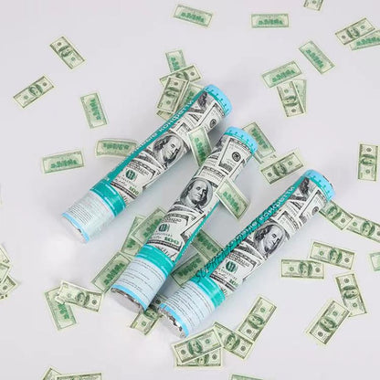 Money Confetti Cannon (8 Pack) - Large Cannons $100 Bills Cash Party Poppers Blaster Business Promotion New Years Eve Wedding Celebrations Birthday